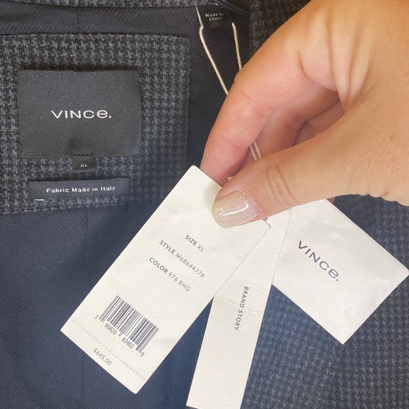 NWT VINCE men’s houndstooth blazer in Coastal/Heather XL - Picture 7 of 13